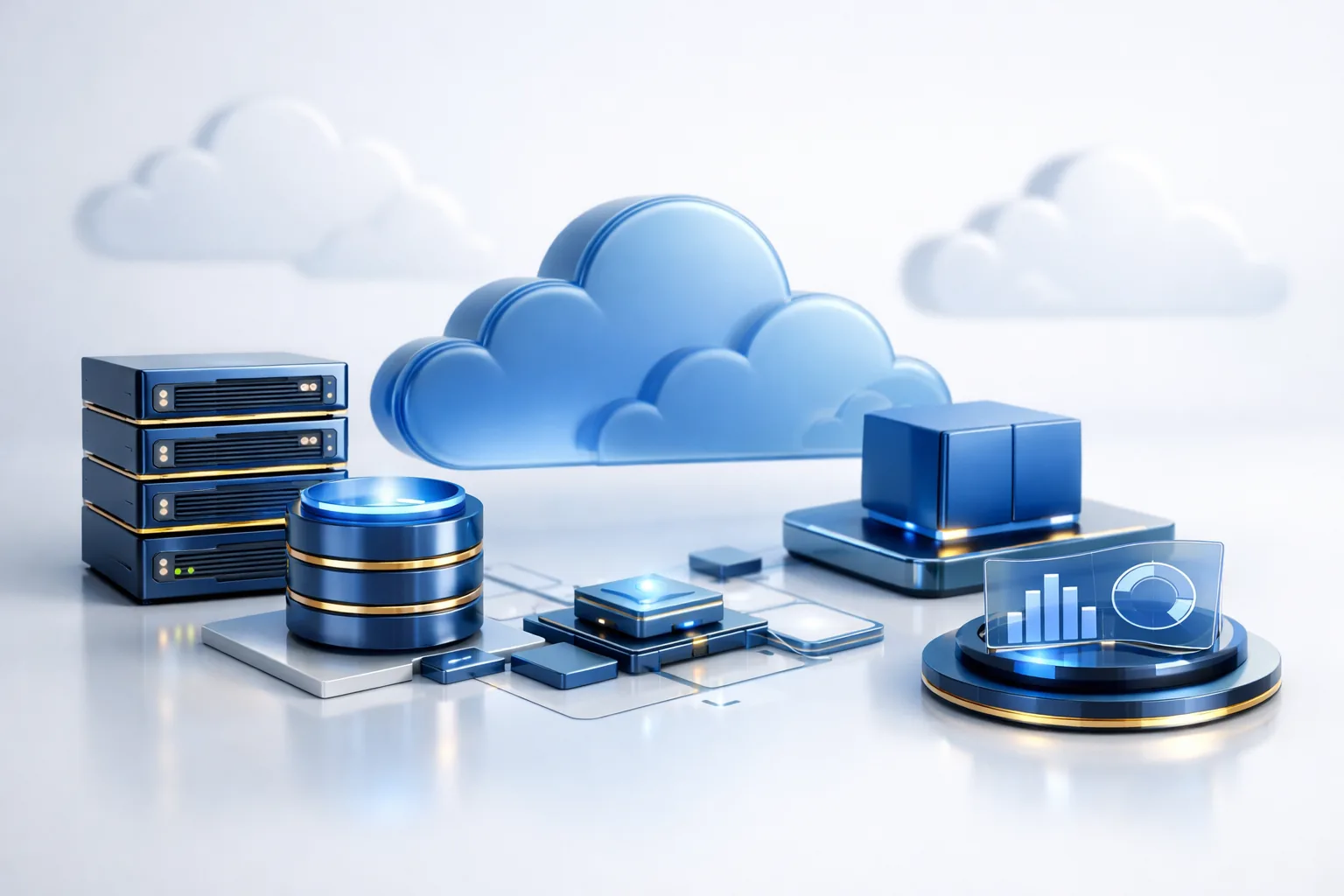Premium 3D cloud infrastructure illustration
